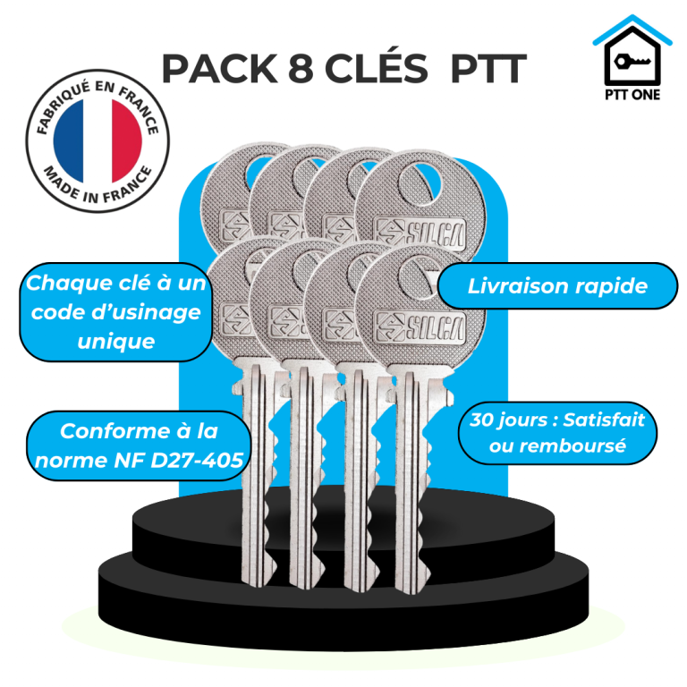 Clé PTT T10 Pour Immeuble - Clé Pass Acier Inoxydable - Modèle N10